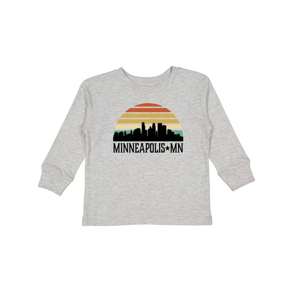 Inktastic Minneapolis Minnesota Skyline Retro Sunset Boys or Girls Long Sleeve Toddler T-Shirt