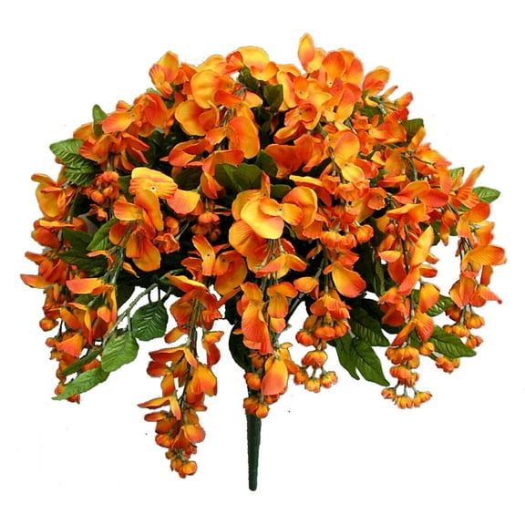 Admired By Nature Artificial Wisteria Long Hanging Bush Flowers - 15 Stems For Home, Wedding, Restaurant and Office Decoration Arrangement, PUMPKIN GPB392-PUMPKIN