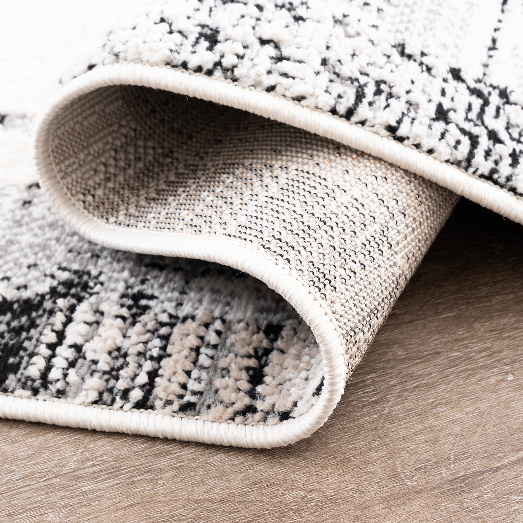 Alpha Contemporary 2' x 7' Gray and Beige Polyester Indoor Area Rug