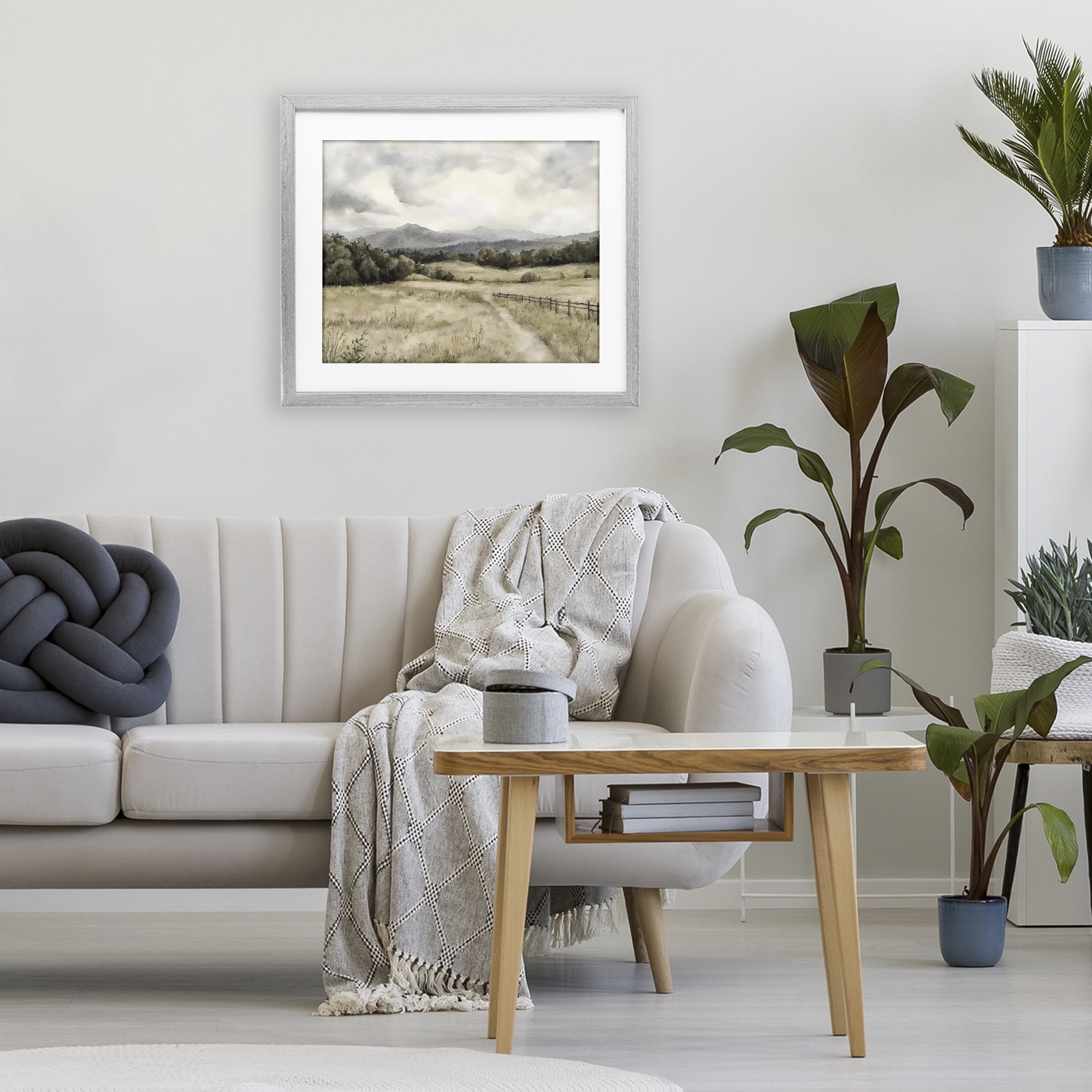 Stupell Industries Muted Trail Along Fence Gray Framed Print Under Glass, design by Riley B