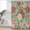 thumbnail image 4 of Shower Curtains Sets for Bathroom Decor Retro Pink Red White Flowers Waterproof Bathroom Curtain with Hooks, Country Floral Art for Bathroom Decor,36x72IN, 4 of 7