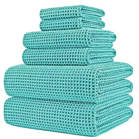POLYTE Quick Dry Lint Free Microfiber Hand Towel, 16 x 30 in, Set of 4 (Blue)