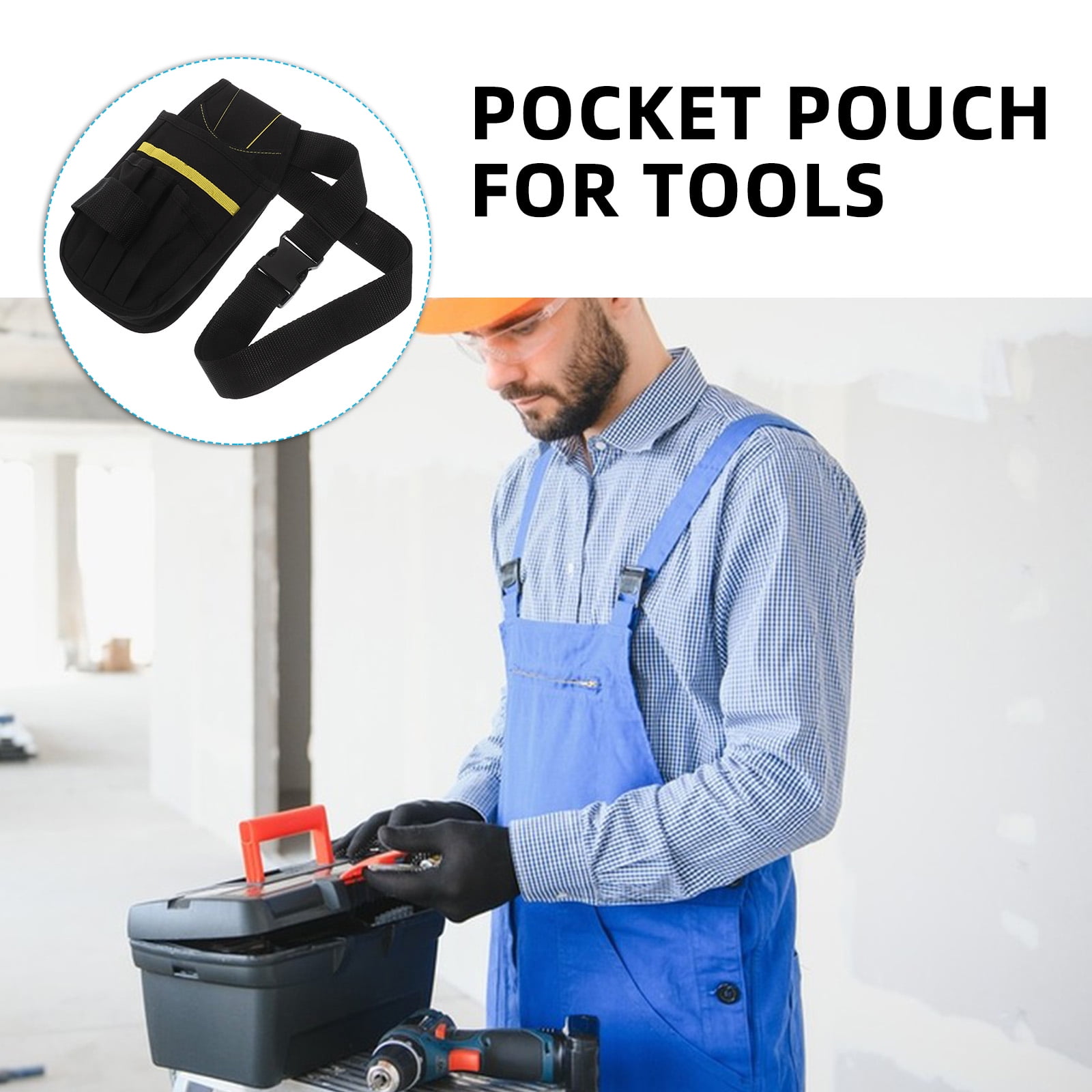 RENACLIPY Black Tool Pouch Organizer, Lightweight Storage Bag for Tools and Accessories, Portable and Practical