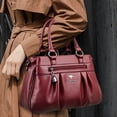 thumbnail image 5 of Bolsos de lujo para mujer, bolsos de diseñador de 3 capas de cuero, bolsos de mano de gran capacidad, bolsos de mano para mujer, bolsos de hombro con asa superior vintage, 5 of 5