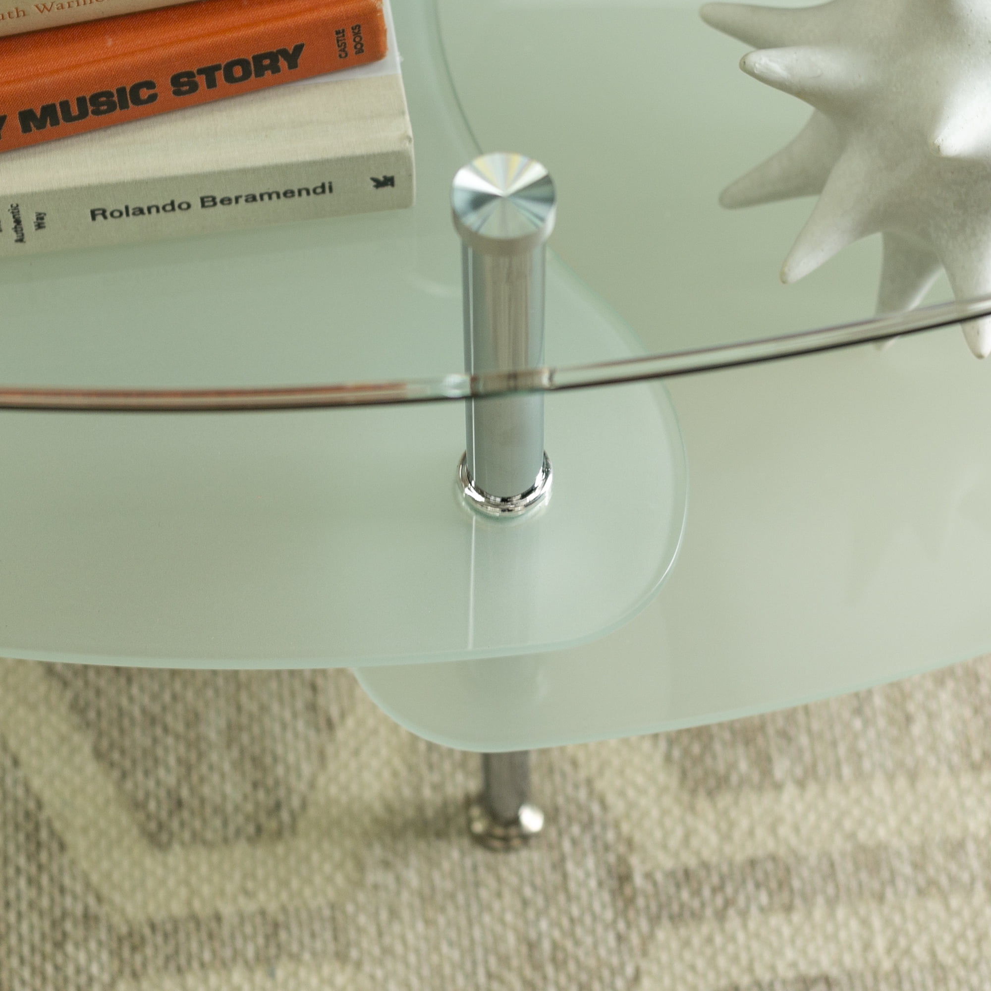 Walker Edison Mid-Century Modern Oval Glass Coffee Table