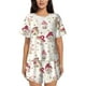 thumbnail image 1 of Fotbe Floral Mushroom Conjunto de Pijama Estampado para Mujer, 2 Piezas, Ropa de Dormir con Camiseta de Manga Corta y Shorts Suaves-Medium, 1 of 6