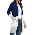 thumbnail image 2 of Grace Karin Women's Black and White Long Cardigan Striped V-Neck Casual Sweaters with Pockets, 2 of 5