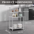 thumbnail image 3 of Bingirl Table de Travail en Acier Inoxydable avec Étagères Supérieures 36 x 24 Pouces Table de Préparation de Cuisine Robuste avec Tablette Réglable pour Restaurant Commercial Entrepôt Garage, 3 of 6