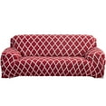 thumbnail image 1 of Shanna Stretch Couch Covers Chaise Lounge Non-Slip Sofa Covers Modern Geometry Sofa Protector (Burgundy Geometry,4 Seater), 1 of 10