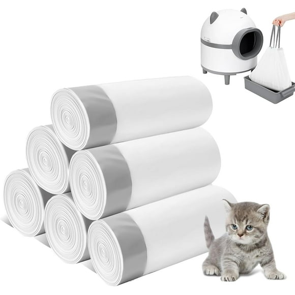 TRAHOO-120 Count Cat Litter Box Liners Drawstring Litter Liner Bags Compatible with Litter Robot 3 and 4,Thick Heavy Duty Drawstring Replacement Waste Drawer Liners for Automatic Cat Litter Box