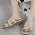 thumbnail image 4 of AXXD Beige Wedge Sandals for Women Summer Casual Lightweight Flip-flops Comfortable Heels Solid Color Sandals Shoes, 4 of 5