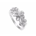 thumbnail image 3 of Sterling silver 925 Hawaiian 3 plumeria flower ring cz rhodium plated size 3, 3 of 5