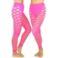 thumbnail image 2 of ToBeInStyle Women's Slashed Fishnet Footless Tights - Hot Neon Pink - One Size, 2 of 4