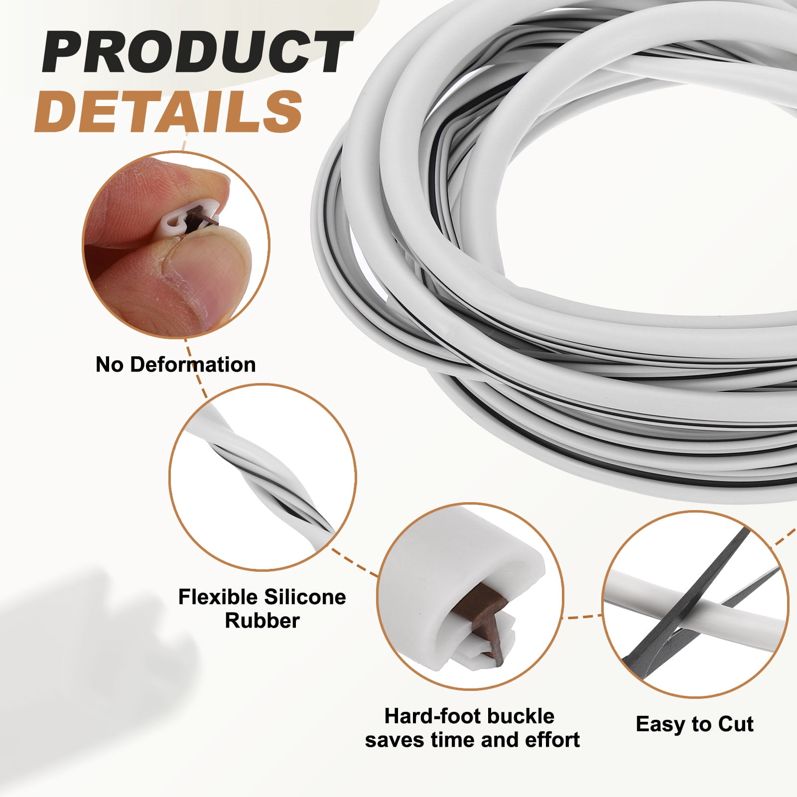 Uxcell Kerf Weather Stripping Seal Strip, 16.4ft x 3/8" - 2 Pack Kerf Noise Reduction Rubber Flange Window Weatherstrip Seal for Door Frame Windows Card Slot, White