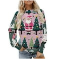 thumbnail image 5 of asdoklhq Christmas Sweaters for Women's Christmas Solid-color Round-neck Casual Sporty Long-sleeved Fleece Sweatshirt Top Multicolor 2X, 5 of 9