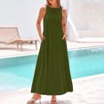 thumbnail image 5 of Coorders No Boundaries Women’s and Women’s Plus Boho Dress, Sleeveless for Summer , Army Green,Size,XXL, 5 of 8