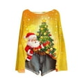 thumbnail image 4 of Womens Tops Christmas Printed Casual Crew Neck Long Sleeve Pullover Sweater Knitted Pullover Top,Blouse for Women Yellow S, 4 of 6