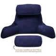 thumbnail image 6 of Clara Clark Bed Rest Reading Pillow with Arms and Pockets - Premium Shredded Memory Foam TV Pillow, Detachable Neck Roll & Lumbar Support Pillow, Large, Navy Blue, 6 of 7