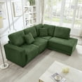 thumbnail image 3 of 93 Inch L Shaped Sectional Sofa with Reversible Chaise Lounge, Upholstered Corduroy Couch for Living Room and Apartment, Convertible Design with Washable Covers (Green), 3 of 9