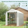 thumbnail image 4 of Outsunny Walk-In Greenhouse for Outdoors with Roll-Up Zipper Door,18 Shelves,Pe Cover,Small and Portable Green House,Heavy Duty Humidity Seal,95.25" X 70.75" X 82.75",White,White Steel Lighting, 4 of 5
