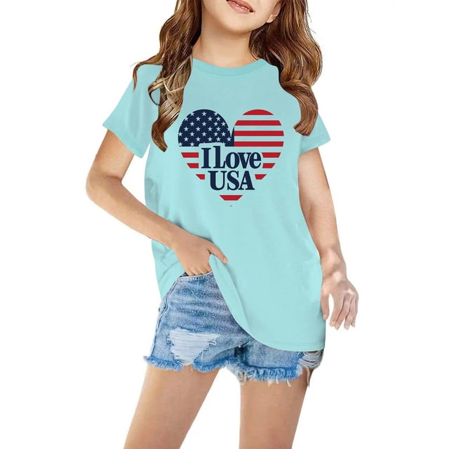 Chemises pour Filles, T-shirt en Coton pour Tout-Petits Garçons Filles Mode Mignon Col Rond Imprimé Tee Manches Courtes Haut