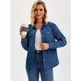 thumbnail image 3 of DARING DIVA Women's Long Sleeve Button Down Shirts Jackets with Pocket S Dark Blue, 3 of 7