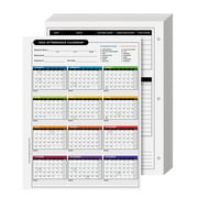 2024 Attendance Calendar Card Stock Paper  Great Employee Work Tracker | Bright & Colorful, Printed on Durable & Thick 80lb Cover (216gsm) Cardstock | 3 Hole Punched | 8.5 x 11" | 25 Sheets per Pack