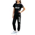 thumbnail image 2 of ITSAME Girls Athletic Outfits 2-Piece Quick-Dry Short Sleeve T-Shirt & Tapered Pants Kids Sportswear Set Black Size 9, 2 of 5