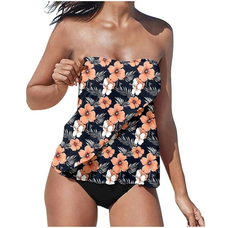 Bpmpbo Summer Women s Swimsuit Women s Fashion Print Set Sports Two-piece Swimsuit Women s With Shorts Swimsuit Set on Clearance