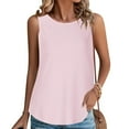 thumbnail image 2 of VEKDONE Waffle Tank Tops for Women Summer Sleeveless Crewneck Tunics Tops Solid Color Loose Lounge Tanks Soft Comfy Lightweight Vests Pink Large, 2 of 7