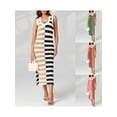 thumbnail image 2 of Michellecmm  Women's Knit Long Dress Sleeveless Stripes Print Side Slit Dress, 2 of 8