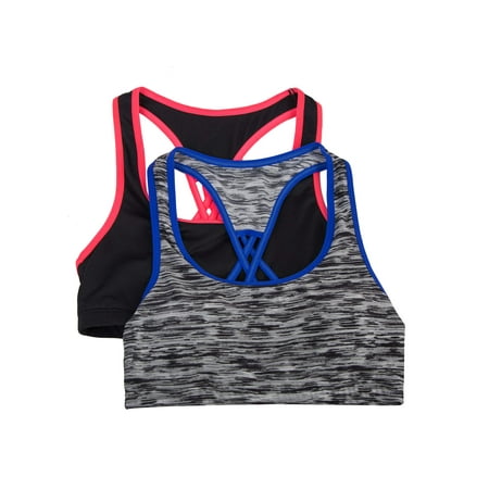 Fruit of the Loom Girls' Micro Stretch Sports Bra 2 Pack
