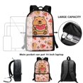 thumbnail image 3 of Yuyamidu Capybara Kids Backpack Set 3 in 1, 17 Inch School Backpack with Lunch Bag and Pencil Case, Large Capacity Bookbag for Boys Girls, Elementary Middle School, 3 of 7