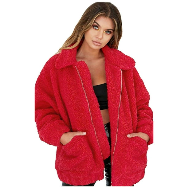 Abrigo cálido de piel sintética para mujer, chaqueta de invierno de gran tamaño con cuello vuelto, prendas de vestir exteriores Fridja BV0+3135