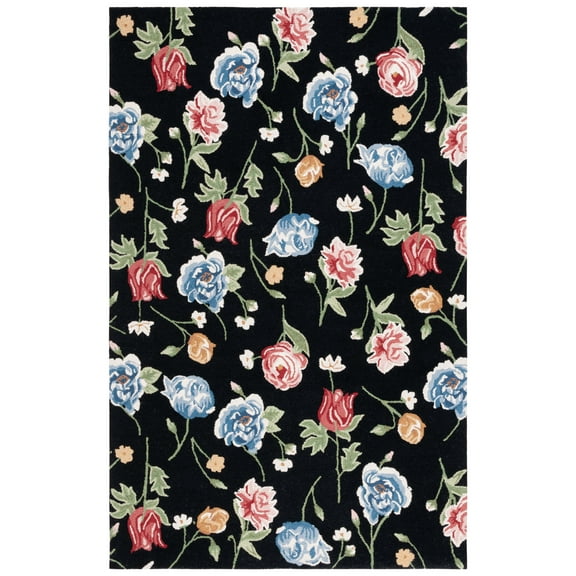 SAFAVIEH Chelsea Cami Floral Area Rug, Black/Red, 3' x 5'