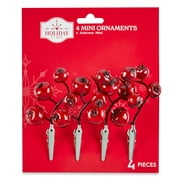 Holiday Time Decorative Accent Mini Ornaments, with Red Berry, 6.13", 4 Count