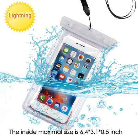 Universal Waterproof Phone Case by MyBat Universal Transparent Lightning Waterproof Bag Phone Case with Lanyard For iPhone 8 7 6s Plus 5s SE X Samsung S9 S8 S7 J7 -