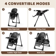 AILEEKISS Foldable High Chair for Baby, Toddler Eating Chair with Detachable Double Trays, Black