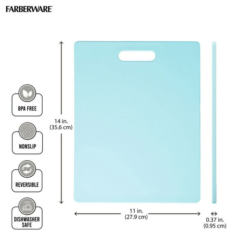 Farberware Nonslip Poly Cutting Board, Blue and White