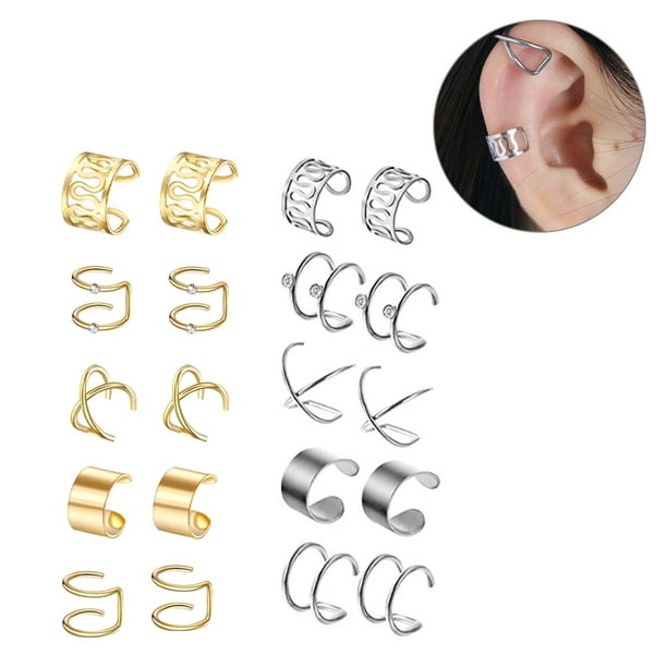 Sonducket 10 pares de clips para los oídos, juegos de gotas para los oídos de acero inoxidable, clips de cartílago de aleación no perforantes unisex, Ropa, zapatos y accesorios Miscelánea No1