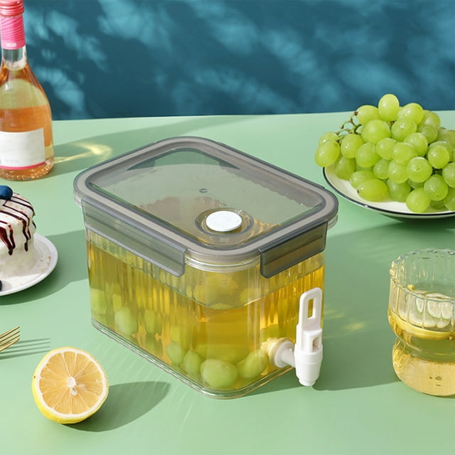 SuoKom 2.5L Large Capacity Plastic Beverage Dispenser, Beverage Dispenser with Faucet Ice Lemonade Container with Lid, Fruit Teapot Lemonade Milk Bucket Drink
