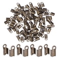 thumbnail image 1 of Uxcell 100pcs Fold Over Cord Ends 3mm Brass Crimp Cap Clasp Tips for DIY Leather Ribbon Craft Making, Bronze, 1 of 6