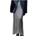 thumbnail image 2 of BLTIBY Women's Sequin Skirt Solid Color Midi High Waist Elegant Stretchy Sparkle Pencil Glitter Skirt Party Cocktail Fashion Dress Silver M, 2 of 6