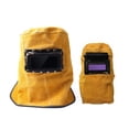 thumbnail image 2 of Leather Welding Helmet Auto-Darkening Filter Lens Face Mask Breathable Welder Security Protection Hood Helmet Welding Protector ,Flame Retardant, 2 of 7