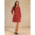 thumbnail image 2 of DARING DIVA Tweed Blazer Collared Double Breasted A-Line Dress Small Red, 2 of 7
