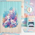 thumbnail image 2 of Manfei Cute Kawaii Axolotl Shower Curtain 72Wx84L,Aquatic Amphibian Print Bathroom Shower Curtain, 2 of 5