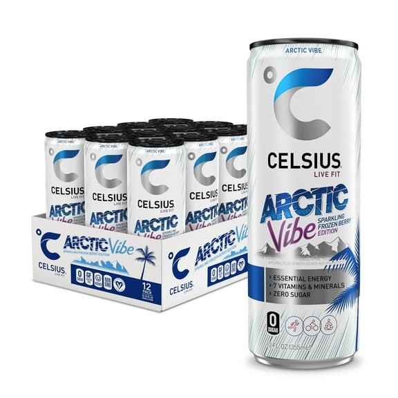 2 x - CELSIUS ARCTIC VIBE Sparkling Frozen Berry, Sugar Free Energy Drink, 12 Fl Oz (Pack of 12)