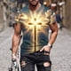 thumbnail image 1 of Tops para hombre, blusas y camisas de manga corta con cuello redondo para hombre, jersey informal con cuello redondo estampado para hombre, pantalones cortos deportivos para fitness, blusa de poliéste, 1 of 5