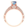 thumbnail image 4 of Clara Pucci 18K Rose Gold Round Cut 1.5Ct Synthetic Blue Moissanite Engagement Ring + Matching Band - Luxury Box Included, 4 of 7