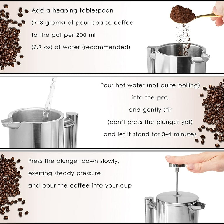Mixpresso 27 Oz Insulated Stainless Steel French Press Coffee Maker Mixpresso 27 Oz Insulated Stainless Steel French Press Coffee Maker